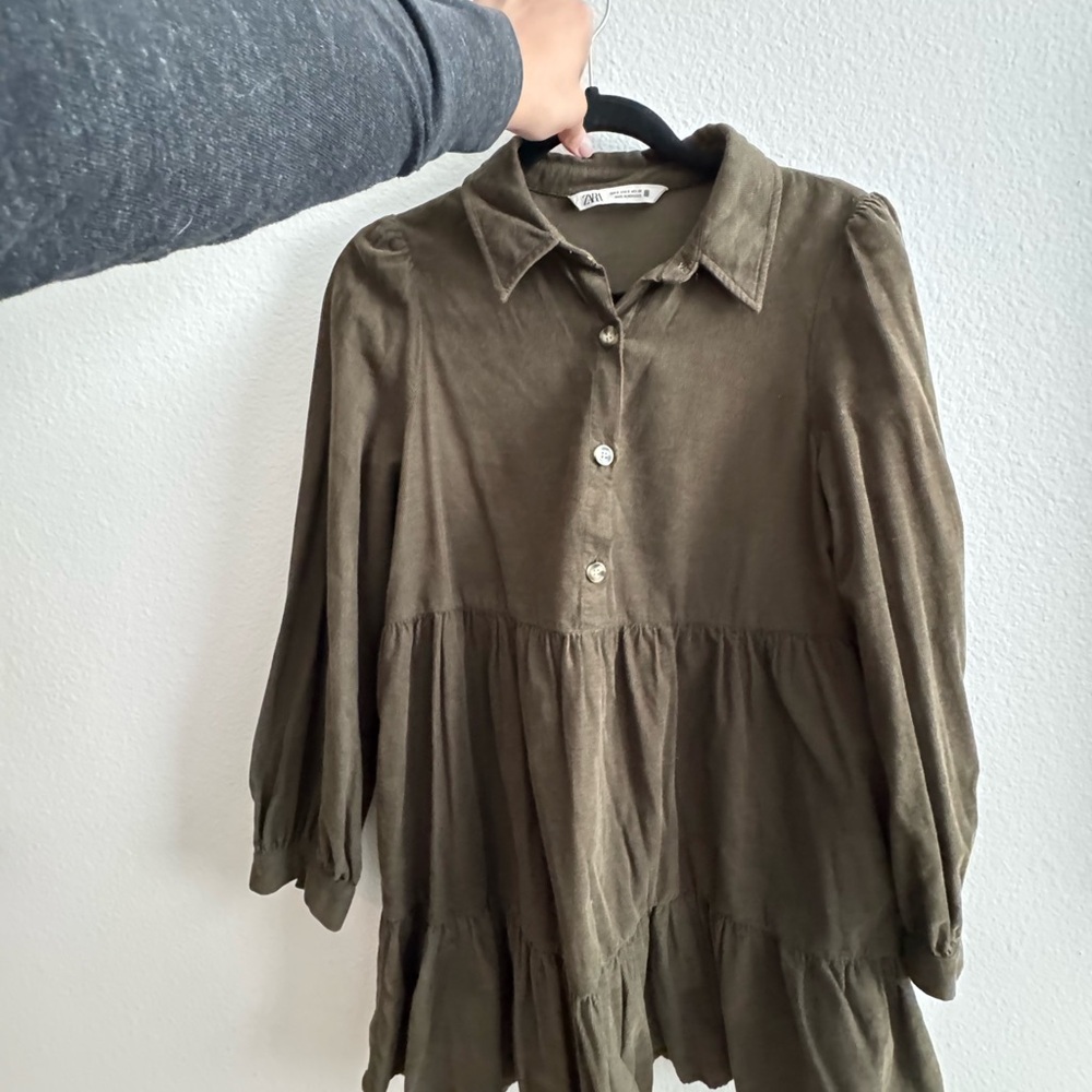 Olive Green Button-Up Dress